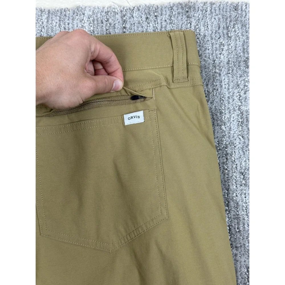 Orvis Pants Mens 36x29 Beige Stretch Water Repellent Hiking Cargo Nylon Outdoor